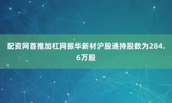 配资网首推加杠网振华新材沪股通持股数为284.6万股